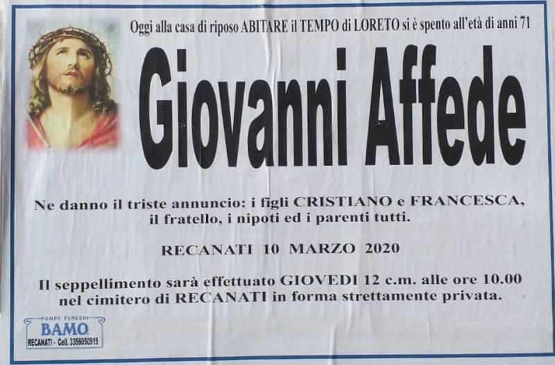 necrologio Affede Giovanni
