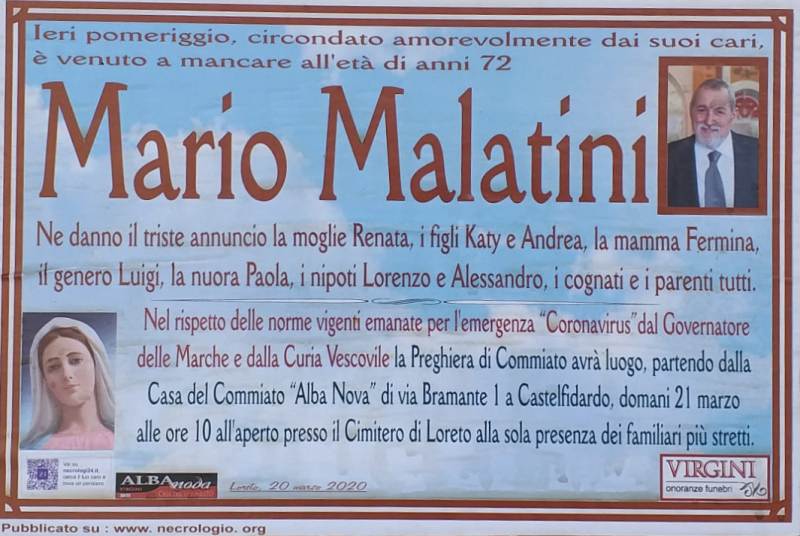 necrologio Mario Malatini