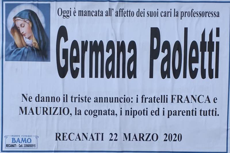 necrologio Germana Paoletti