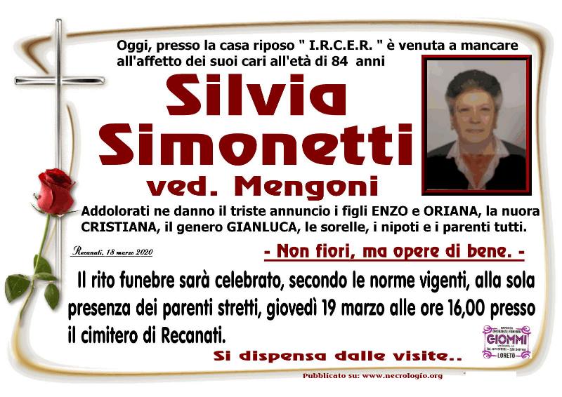 necrologio Silvia Simonetti