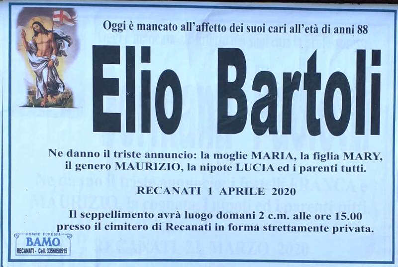 necrologio Elio Bartoli