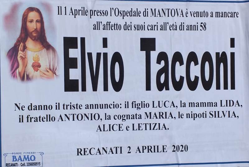 necrologio Elvio Tacconi